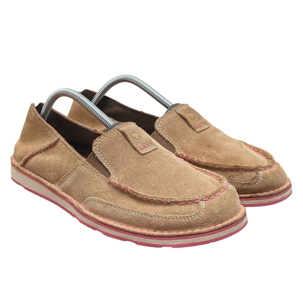 Ariat Cruiser Women's Size 11 Tan Suede Pink Slip On Loafer Flat‎ Casual
